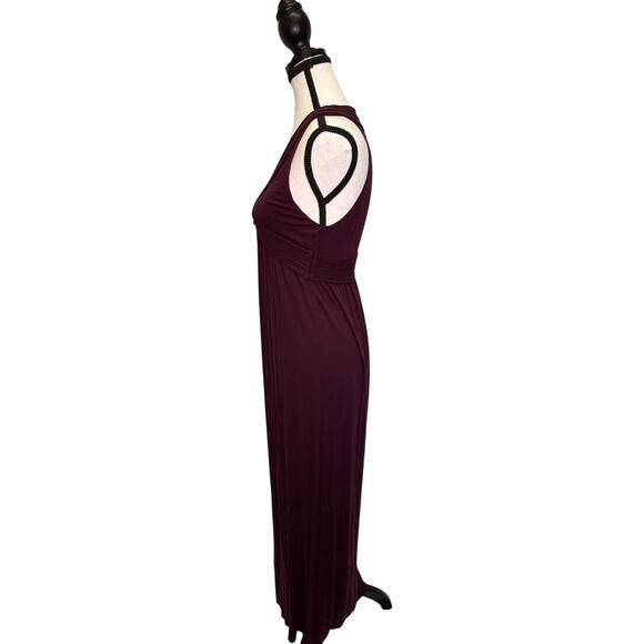 Max Studio Sleeveless Maxi Dress Small Burgundy Braided Empire Waist - Picture 2 of 7